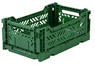 Ay-Kasa Klappkiste, stabile Faltkiste aus Kunststoff, stapelbar, Dark Green, Mini (27x17x11cm)