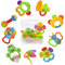 fiouni Baby Rassel Beißring Spielzeug Set Babys Erste Rasseln Babys Erstes Spielzeug Geschenkset für Säuglinge Neugeborenes Baby Jungen Mädchen 3 6 9 Monate 11 Stück (Rosa)