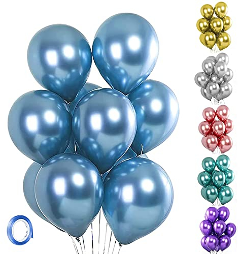 Unisun Luftballons Metallic, 20 Stück 12 Zoll Dick Chrom Metallic Blau Ballons Helium Glänzender Ballon für Geburtstag Baby Shower Hochzeitstag Festival Karneval Partydekorationen (Blau)