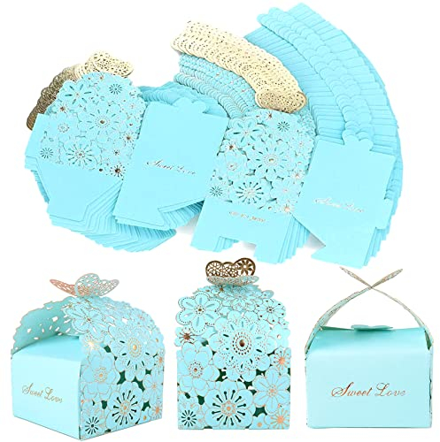 Geschenkboxen Gastgeschenk, 50 Stück Geschenkschachtel Süßigkeiten, Kleine Geschenkboxen zum Befüllen, Schmetterling Geschenkbox, Blume, Schmetterling, Hohl, für Hochzeit Geburtstag Weihnachtsfeiern