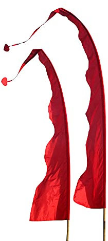 DEKOVALENZ Banderas de Bali Tela Wave con Punta en Forma de Corazón, Longitudes, Longitud:5 Meter, Color:Rojo