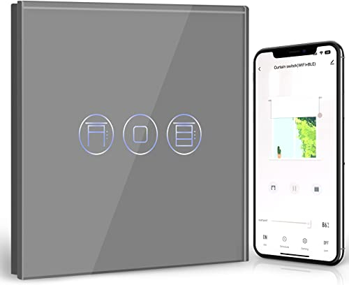 BSEED Interruptor Persiana WIFI Gris,Interruptor Inteligente Compatible con Tuya,Alexa y Google Home,Control de APP y Función de Temporizador,2,4Ghz Alexa Interruptor Persiana