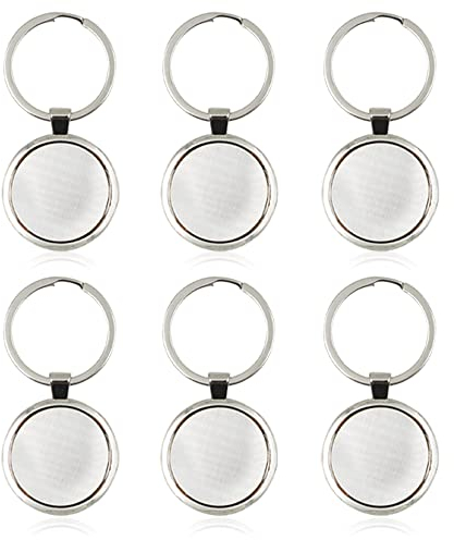 LELE LIFE 6 Stück massive Metall-Schlüsselanhänger mit geteiltem Schlüsselring und silbernen Etiketten, polierte Schlüsselanhänger, Schlüsselanhänger, Blanko-Etiketten, Hundemarken, Kofferanhänger
