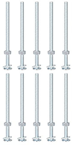 sourcing map 1/4-20 x 5 Square Neck Carriage Bolts with Nuts & Washers, Carbon Steel Coach Bolt Screws 10 Set