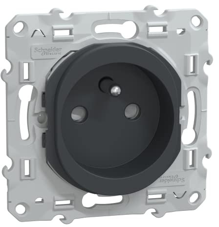 Schneider Electric - Ovalis - prise de courant à puits 2P+T 16A - bornes automatiques - Anthracite - S340059