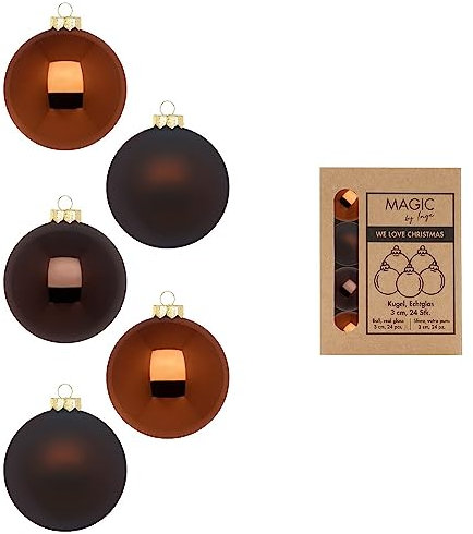 Weihnachtskugeln Glas 3cm x 24 Stück in Kartonbox Christbaumkugeln klein Cognac Diamond