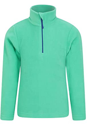 Mountain Warehouse Camber II Kids Half-Zip Fleece - Lightweight & Breathable Microfleece Sweatshirt, Boys & Girls - Spring Summer, Outdoors, Travelling & Hiking Dark Green Kids Size 9-10 Years