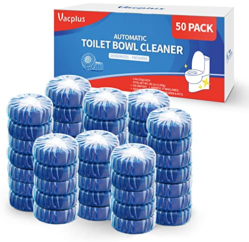 Vacplus Pastillas limpiadoras de inodoros, paquete de 50, limpieza | Depósito de baño, evita manchas, desodorizante, fácil de usar
