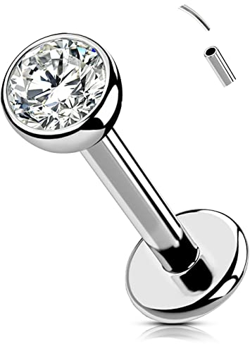 OUFER Body Piercing Labret-Piercing gewindeloses Push-in-Lippenpiercing Titan 6 mm/8 mm/10 mm/12 mm Helix Tragus Ohrring Piercing Schmuck 16g Tragus-Helix Conch Lippenpiercing