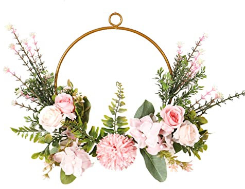 Ghirlanda Per Porte, 35CM Ghirlanda Di Fiori Artificiali, Ghirlanda Per Porte Con Rosa Artificiali, Ghirlanda Primaverile Per Porta D'ingresso, Corona Di Rose Artificiali Per Matrimonio