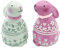 Transpac Salière et poivrière en céramique Motif lapin Rose/blanc 3 x 2 cm