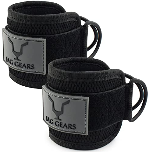 JAG GEARS Fitness Fußschlaufen Kabelzug - 1 Paar Ankle Straps, Kickbacks Fußschlaufen, Verstellbarer Fußmanschetten Kabelzug mit D-Ringen und Neopren Stütze, Ankle Straps für Frauen und Männer
