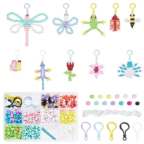 FREEBLOSS 10er Set Bead Animals Natur Thema Tier Bead Pets mit Anleitung Ultimative Bead Pets Beads Animals Keychain Kit für Sommer Geschenk