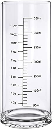 Graduated Glass Drinking Cup, High Borosilicate Glass Measuring Cup for Elderly, Beginners, Weight Loss, with Measurements for Water, Milk, Juice, Milkshake, Coffee (350 ml)