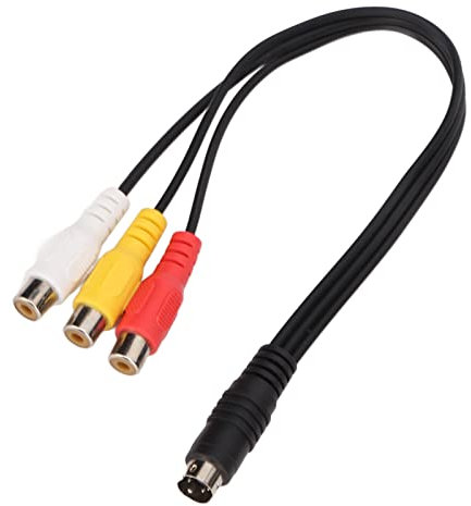 Septpenta S Video Kabel, 4 Poliger Stecker auf 3RCA Buchse, Kratzfestes PVC Material, Doppelt Geschirmter Reiner Kupferkern, 4 Poliges Steckerloch, Rot Gelb Weißes Kabel, Länge 1,0 Fuß