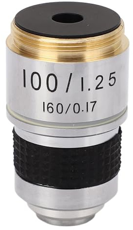 Hilitand 100X Microscope Objective, Brass Aluminum Alloy Material, Microscope Lens