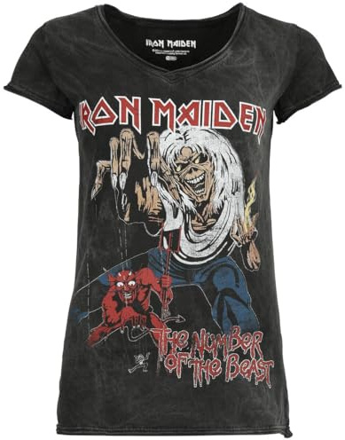 Iron Maiden The Number of The Beast Frauen T-Shirt schwarz S 100% Baumwolle Band-Merch, Bands
