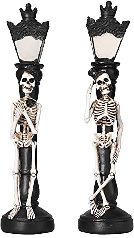 Leapiture Halloween-Deko-Tischleuchte, Vintage-Skelett-Lampe, Flammenlose Totenkopf-Kerzenlichter, Halloween-Party-Dekorationen Für Wohnzimmer, Schlafzimmer, Restaurant