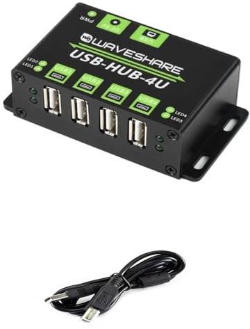 TUOPUONE USB-Hub in Industriequalität, erweitert 4 x USB 2.0-Anschlüsse, geeignet für Industrie-/Büroumgebungen mit höheren Geräteanforderungen