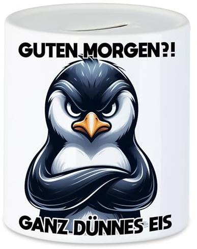 Hey!Print Guten Morgen Ganz dünnes EIS Spardose Verschlafen Humor Arbeitskollege Büro