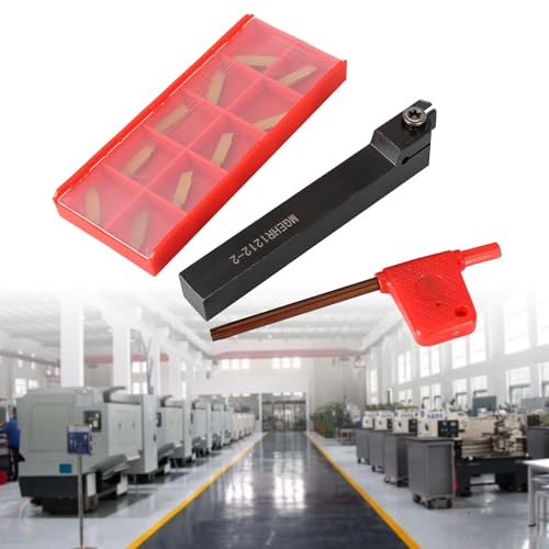 EpheyFIF Drehwerkzeughalter, Wendeplattenhalter Drehmeißel Abstechhalter 12x12 Mm Klemmhalter Wendeplatt, MGEHR1212-2 CNC-Werkzeughalter Drehmaschine Schlitzwerkzeug, MGMN200 Hartmetalleinsätze
