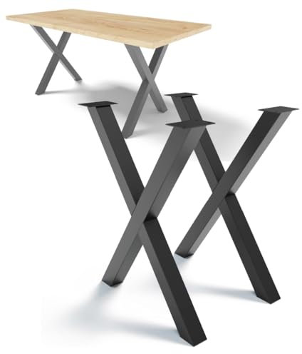 NWELD Pieds De Table Pieds De Table Métal Noir - 2 Pièces Pieds De Table Cadre De Table Métal 12 x 60 x 72 cm Patins De Table DIY - Ensemble Pied De Table - Pied De Table Loft Style Industriel