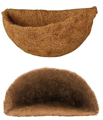 SPSMOKH Lot de 2 doublures semi-rondes en fibre de coco naturelle pour panier suspendu de 30,5 cm pour pots de fleurs muraux, doublure de rechange en fibre de coco naturelle (3 pièces, 25,4 cm)