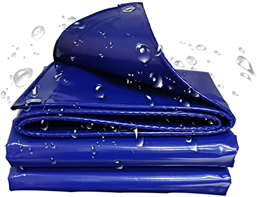 Heavy Duty Tarp Waterproof 2X2M, Reinforced Edges, Aluminum Grommets, For Cars, Boats, Construction Contractors, PCEKITLY, Blue, 3 * 3m