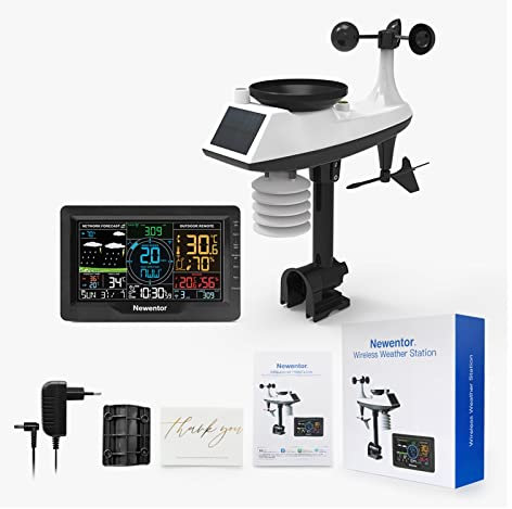 Station météo sans fil intérieure extérieure Station météo Q9 avec anémomètre de vent se connecter au moniteur de smartphone capteur extérieur sans fil avec pluviomètre et vitesse/direction du vent, e