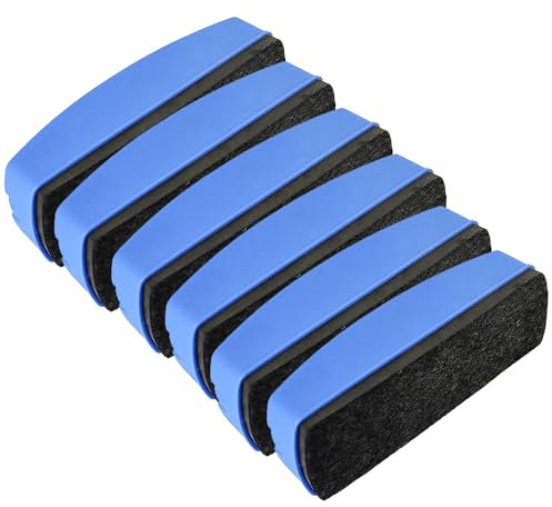 ProBytes Magnetic Dry Wipe Whiteboard Eraser 6 Pack - Lightweight Rectangular Duster, Board, Ceramic, Porcelain, Melamine, Glass Rubber 16 x 5.5 x 4.5 Cm & 65 Grams - Blue