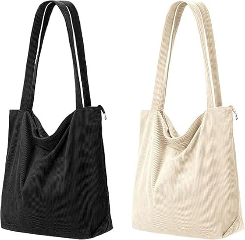 benpen Cord Tasche Damen,Handtasche Groß Shopper Tasche Umhängetasche Tote Bag mit Reißverschluss