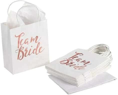 Team Bride Geschenktüten, Papiertüten Junggesellinnenabschied, Set mit 5 Stück, Hochzeit, Braut, Brautparty, JGA, Trauzeugin, Geschenk Mädels, Party, heiraten, deko Papier Tüte, umweltfreundlich