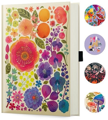 Elena Essex Notizbuch - Notizbuch A5, Journal mit Geschenkbox, Notizbuch Liniert A5 mit Goldfolien-Finish, Tagebuch für Erwachsene, 160GSM, 160 Pages, Tagebuch, Journal Buch - Blumen