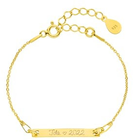 Personalisierbares Taufarmband mit Gravur, länglich, Baby Armband, Geschenk zur Taufe für Junge und Mädchen, 925 Sterling Silber, mit Namensgravur