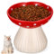 Gamelle surélevée en céramique en forme de champignon mignon pour la nourriture et l'eau, adaptée aux fouets et au cou pour chats, plat peu profond incliné de 15,2 cm de large pour chat à visage plat,