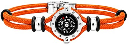 amorili Bracciale Bussola Uomo Marinara in Acciaio Inox e Corda Vari Colori – Stile Nautico Mare Estate – Braccialetto Elegante Idea Regalo