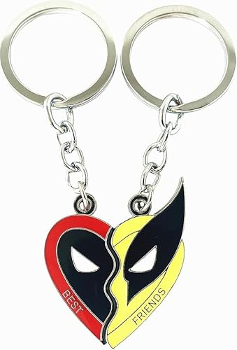 2 Stück Deadpl und Wolvers Schlüsselanhänger, Best Friends Maske Design, Geschenk für Fans von Superhelden, Leichter Anhänger für Schlüssel, Taschen, Rucksäcke Accessoire für Männer und Frauen