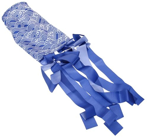Polyester Japanischer Hängewindsack 100x30x13cm Blau für Garten | Windsäcke, Klarer Druck, Farbecht und Hängbar, Klassische Deko für Party und Außenbereich