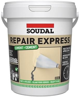 Soudal Repair Express Plaster Cement Acrylic Sealant Cartridge Joint Crack Colours 900ml Acrylic Polymer Based, DIY Masonry Concrete Masonry Concrete Stairs Used for External & Internal (Beige)