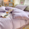 Seersucker Duvet Cover Set Double Size Beddding Set with Pillowcases for Teens Adults Soft Microfiber Polyester Seersucker Bedding, Lilac, 200x200cm