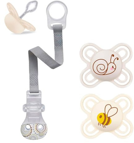 MAM Perfect Start Lot de 2 mini tétines de 0 à 2 mois, spécialement conçues pour les nouveau-nés, adaptées à l'allaitement, respectueuses des dents, extra légères, avec boîte à tétine, dès la