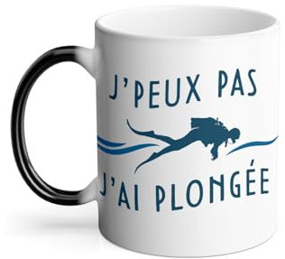 Thermoreagierende Tasse mit Aufschrift J'Peux Pas J'ai Tauchen sous Marine Meer Ozeans, 325 ml