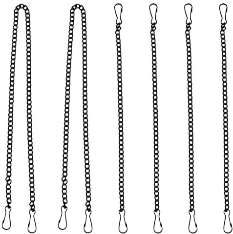 VILLCASE 6 Stück Metallkette zum Aufhängen, 25cm und 50cm Eisen HäNgeketten mit Haken, Schwarze Kette für Blumenampel, Garten, Heimdekoration, Poster, Schilder, Banner