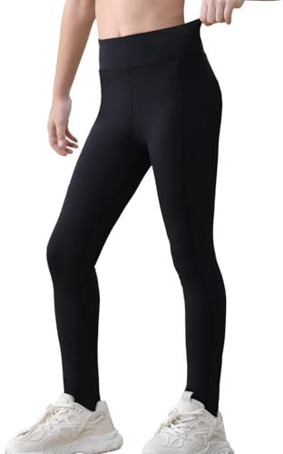BALAYSIER Sporthose Mädchen Kinder Sportleggings High Waist Elastisch Sport Leggings Mädchen Yogahose Kinder(Schwarz,120)