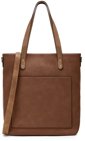 HERLING Damentasche shopper POUSSIN Handtasche Schultertasche PU-Leder shopping bag (Coffee Brown)