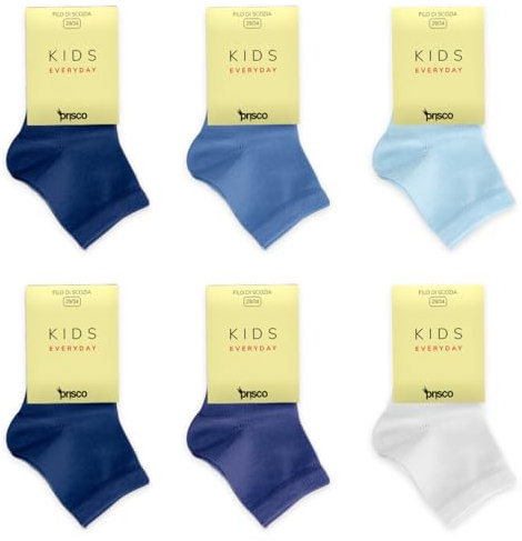 Prisco Calze Bambino Bambina in Cotone Filo di Scozia, Calzini Corti Ragazzo Ragazza Altezza Caviglia per Scuola e Tempo Libero, 6 Paia (ASSORTITO M, 35-40)