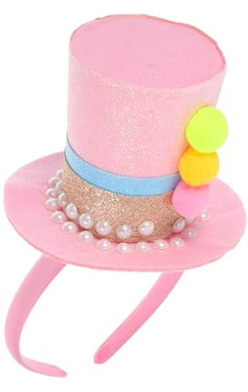 LOLIPPYY Pinkes Mini Top Hat Stirnband mit Pailletten Inspiriert Leichtes Party Haarreif Accessoire für Geburtstagsfeiern und Fasching Damen Haarband