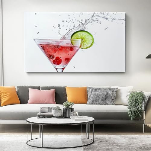 Leinwand Bilder Moderne Cocktails 30 x 40 cm Leinwandbild 1 tlg Kunstdruck Ungerahmt Wandbilder Groß Wanddekoration Design Wand Bild Wandbilder für Wohnzimmer Büro, Weiß