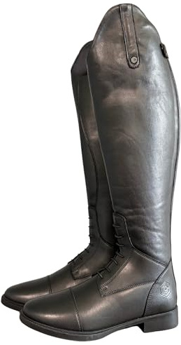 Athena Tall Laced Riding Boots for Women – Synthetic Vegan Leather, Stretch Calf, Zip-Up, Non-Slip Sole – Standard & Wide Fit (Black, UK Footwear Size System, Adult, Women, Numeric, Medium, 5)