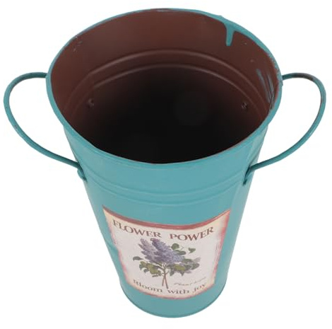 TOYANDONA Iron Flower Bucket Decorative Planting Bucket Retro Style for Geraniums Garden Ready Plants